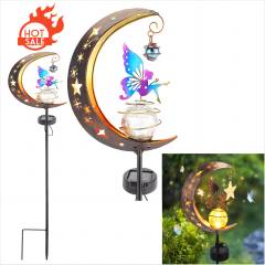 Fairy Sitting on Crackle Glass Ball Solar Stake Light