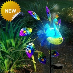 Solar Metal Peacock Windmill