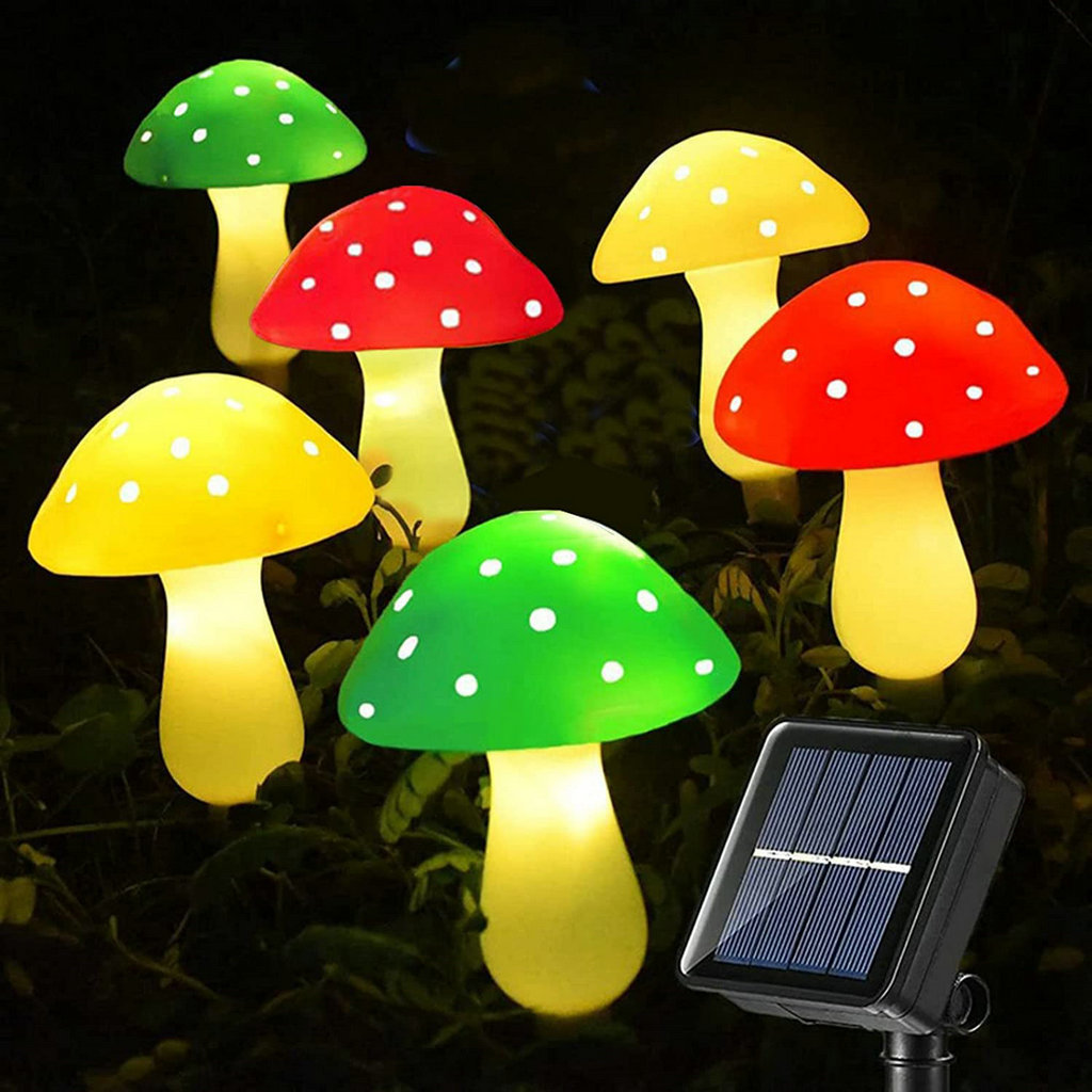 8 Lighting Modes Solar Mushroom String Light