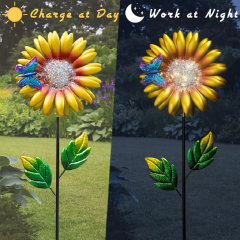 Solar Metal Sunflower Stake Light