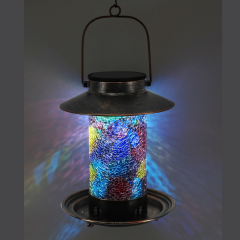 Mosic Glass Bird Feeder With Solar Light