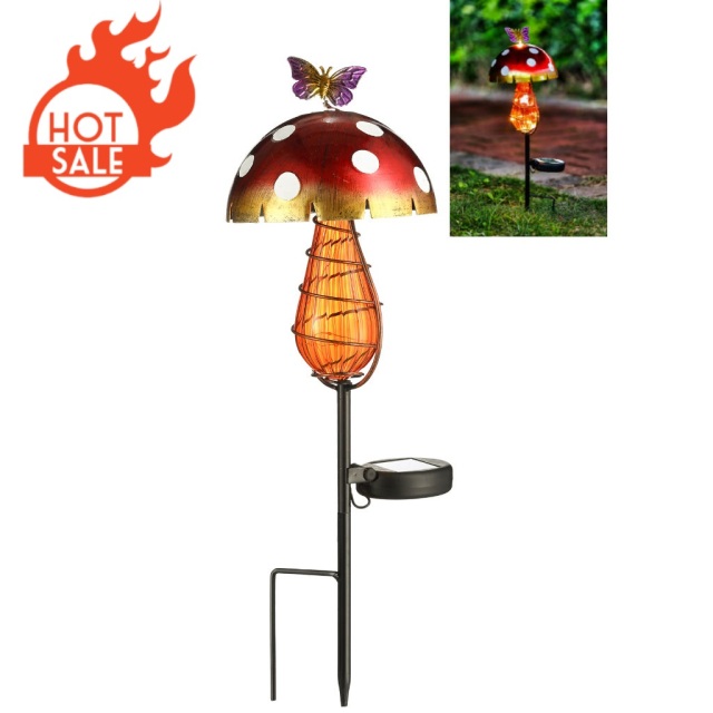 Metal Mushroom Solar Stake Light