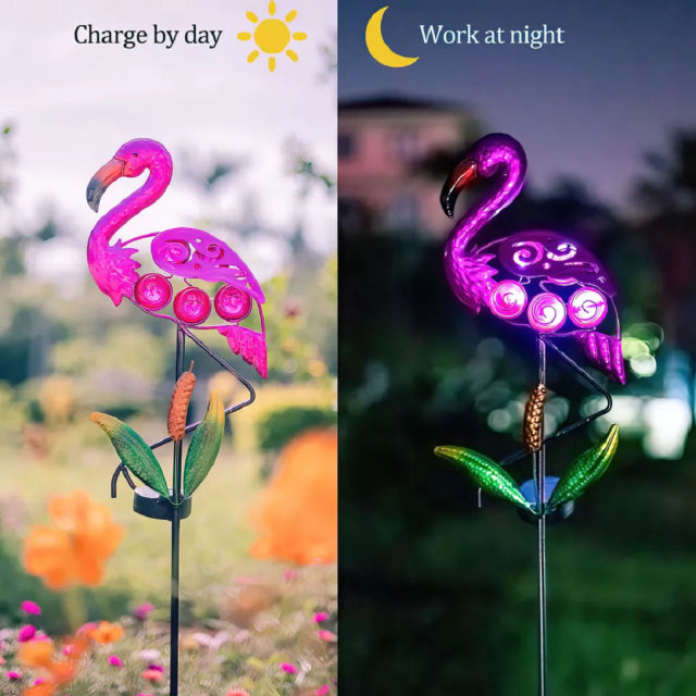 Solar Metal Flamingo Stake Light