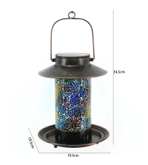 Mosic Glass Bird Feeder With Solar Light