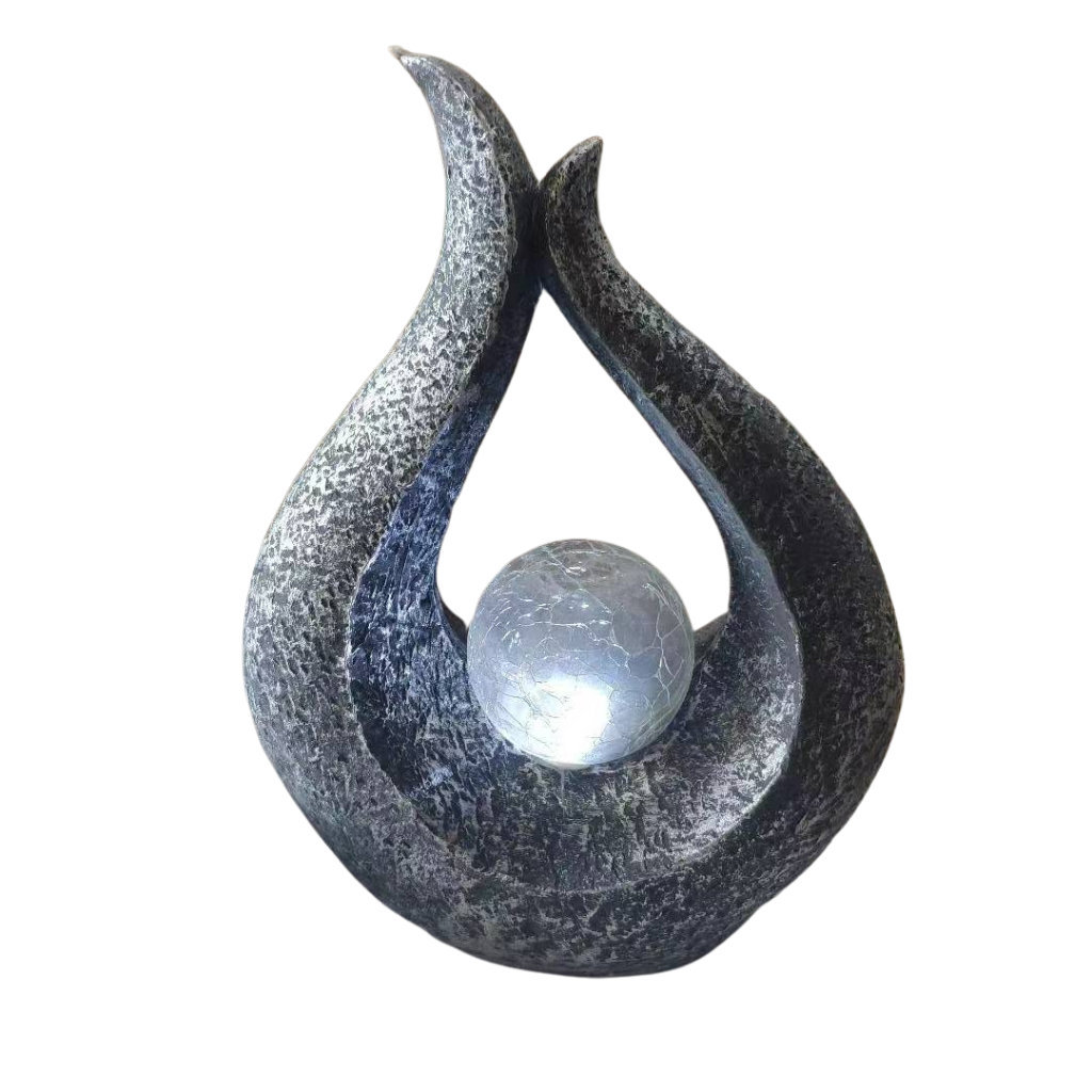 Solar Sculpture With Crackle Glass Ball Light