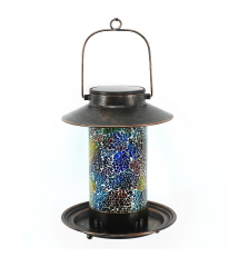 Mosic Glass Bird Feeder With Solar Light