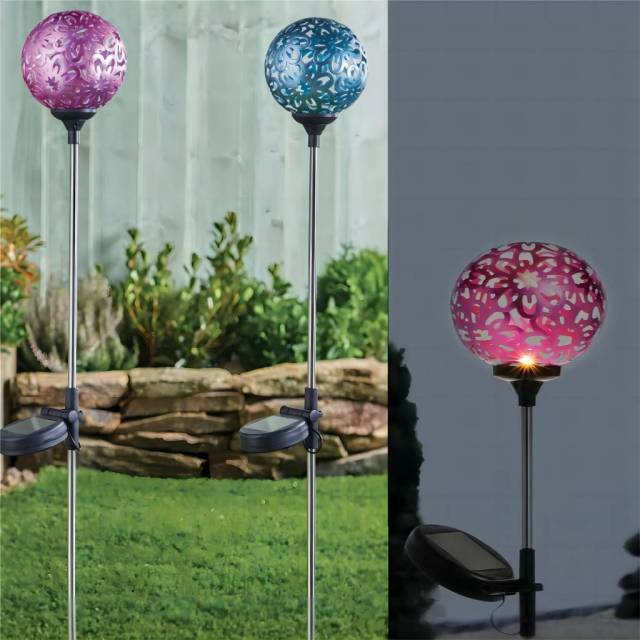 Metal Hollow Globe Solar Stake Light