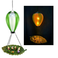 Hot Air Balloon Solar Hanging Light with Bird feeder