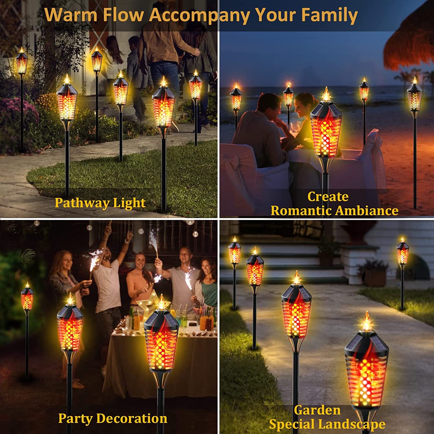 Flickering Dancing Flame Solar Pathway Light