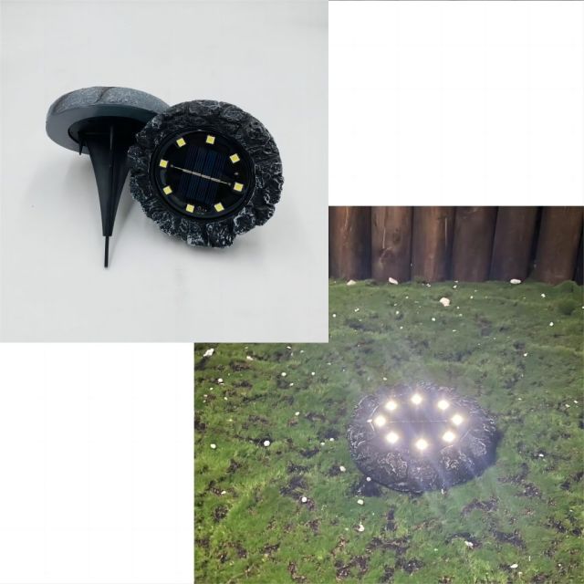 Set of 4 Disk Stone Solar Light