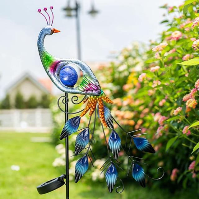 Metal Peacock Solar Stake Light