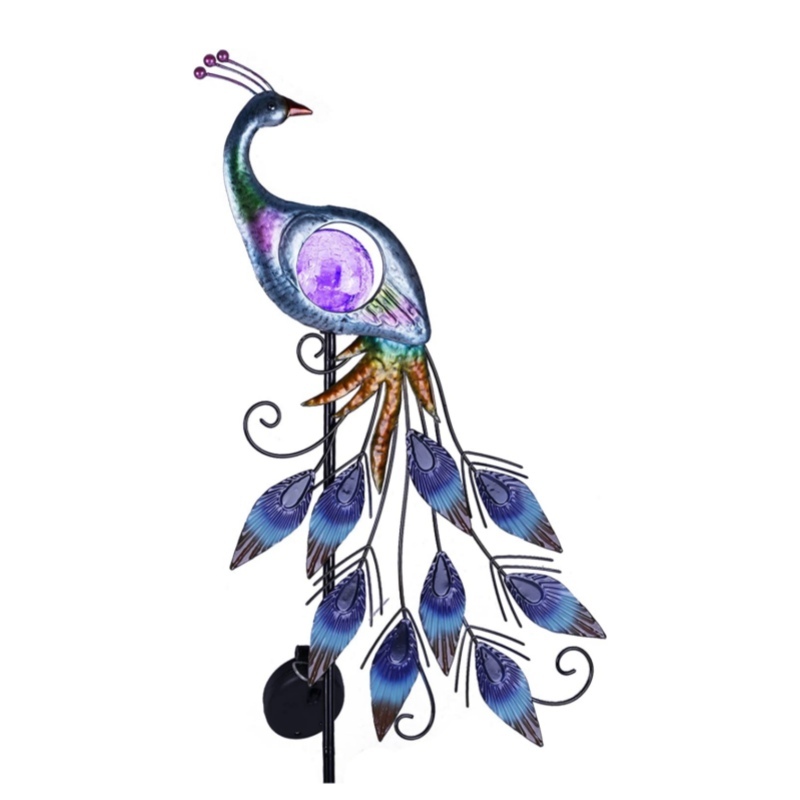 Metal Peacock Solar Stake Light