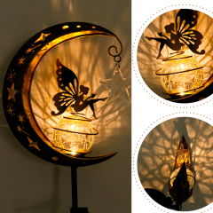 Fairy Sitting on Crackle Glass Ball Solar Stake Light