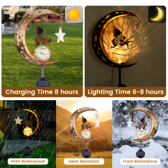 Fairy Sitting on Crackle Glass Ball Solar Stake Light