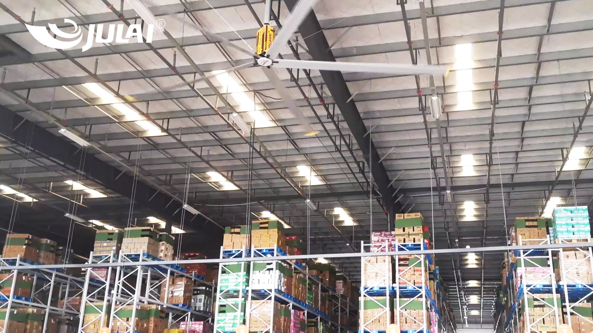 What are the functions of industrial fans in warehouses?