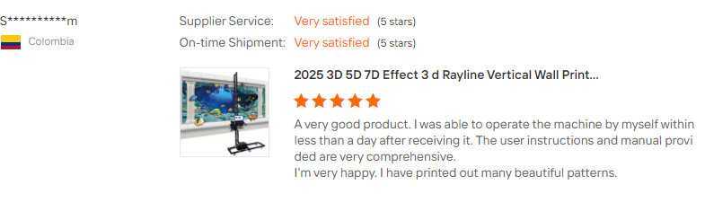 Colombia customer 5 star review TXC-WP930 vertical UV wall printer easy operation
