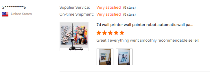 US buyer G wall painting robot printer smooth shopping experience