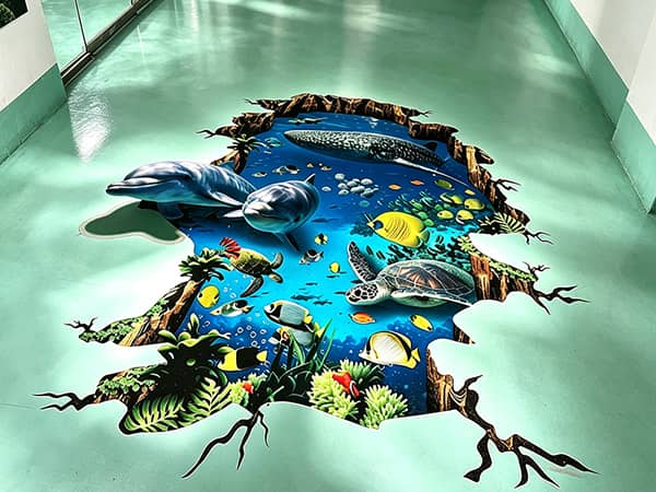 3D crack underwater embossed floor print