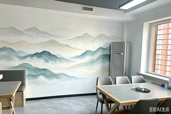 Chinese landscape interior wall mural