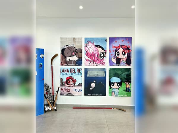 Vertical wall UV printer custom cartoon art poster collage wall printing for streetwear toy store interior decor