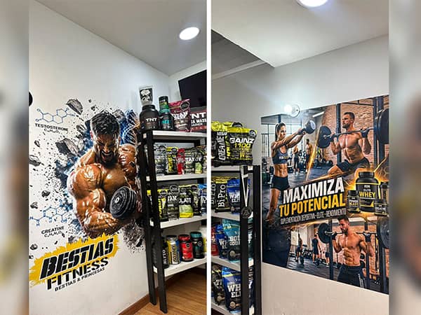 210 vertical wall UV printer large fitness muscle poster wall printing for sports supplement store background wall