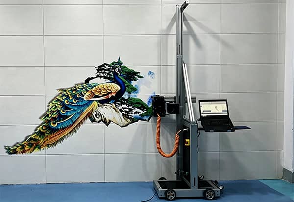 3D Chinese peacock mountain mural printed on ceramic tile by TXC-WP2500 vertical wall printer