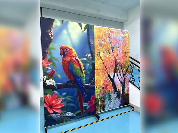 HD parrot tropical landscape banner print output from TXC-WP2500 UV wall printing machine