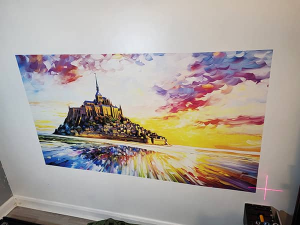 Oil painting style Mont Saint-Michel landscape mural printed with TXC-WP2500 vertical UV wall printer