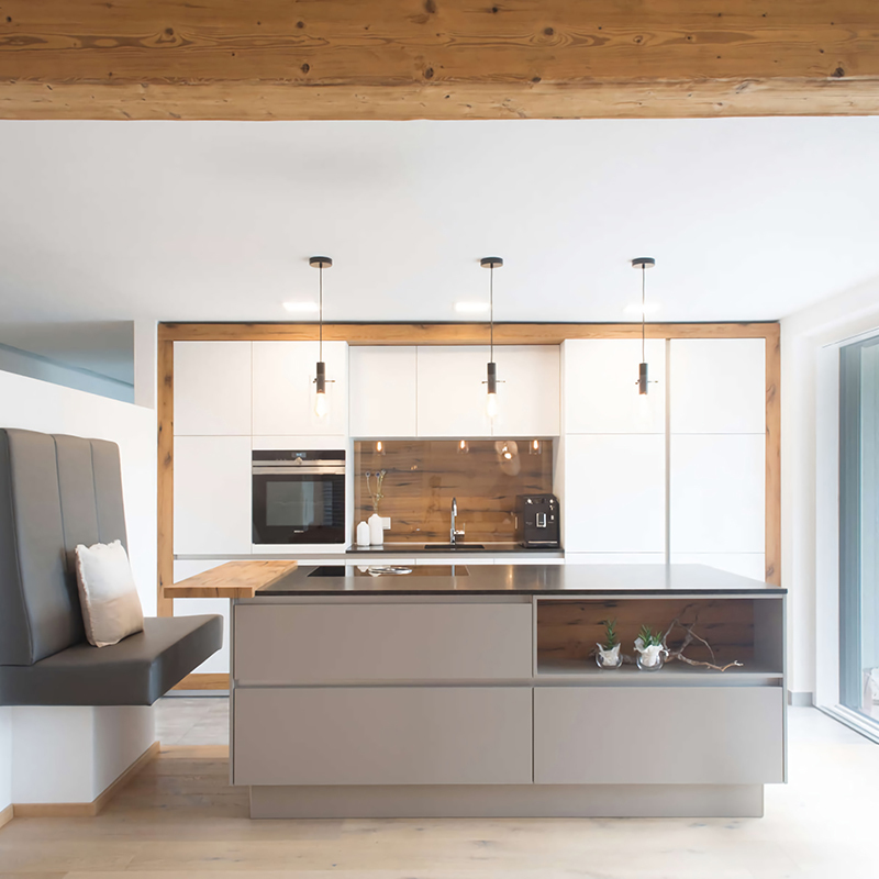 Black Matt Lacquer Kitchen Island Cabinets