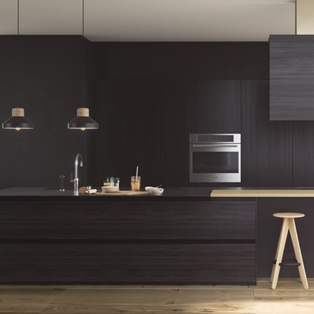 Gray Kitchen Cabinet With Island