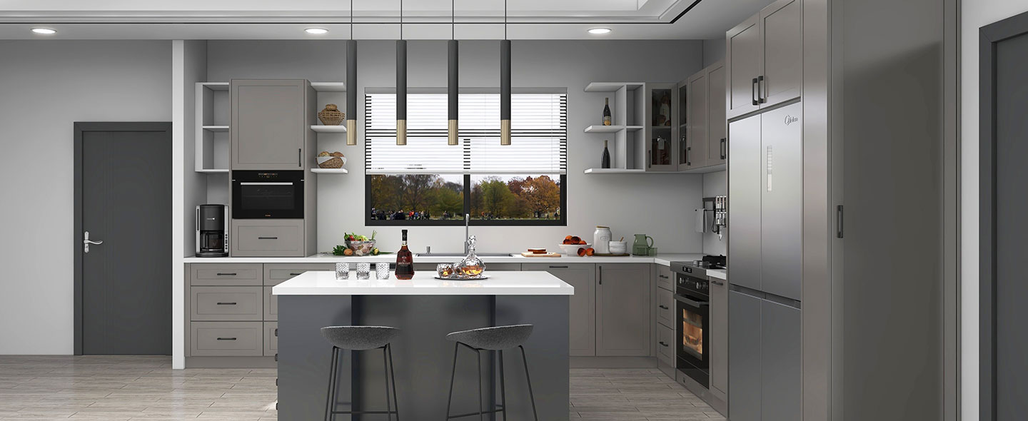 Gray Lacquer Kitchen Cabinet