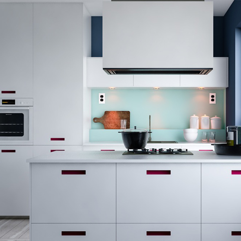 Modern Design Modular White Kitchen Cabinet With Island
