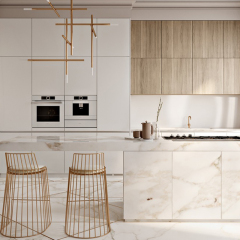 Simple Design No Pull High End White Kitchen Cabinets