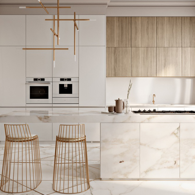 Simple Design No Pull High End White Kitchen Cabinets