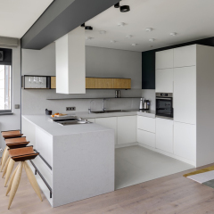 Simple Design White Kitchen Cabinets For Apartment Project