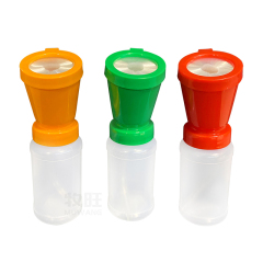 Non-return teat dip cup with brush