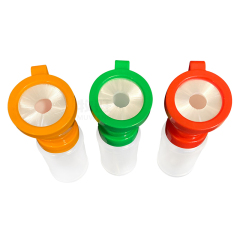 Non-return teat dip cup with brush