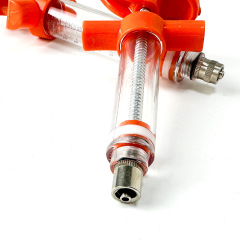 Plastic steel syringe for veterinary purposes