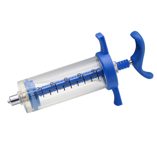 Plastic steel syringe for veterinary purposes