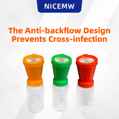 Non-return teat dip cup with brush