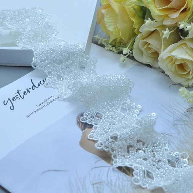 Beaded Embroidered Lace Trimming 3ST1012