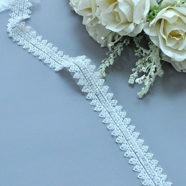 Beaded Embroidered Lace Trimming 3ST1007