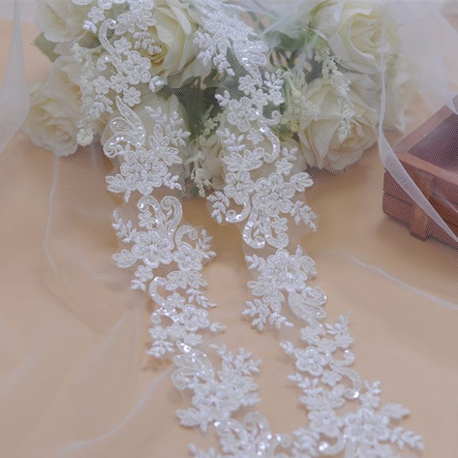 Beaded & Corded Embroidered Lace Trimming 3ST1001