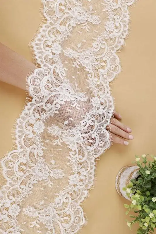 Corded Eyelash Chantilly Lace Trimming TST1002
