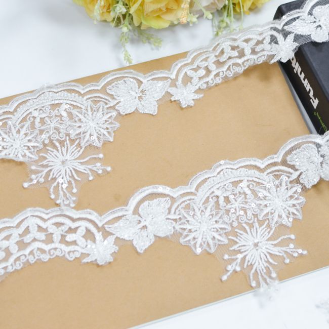 Beaded Embroidered Lace Trimming 3ST1027
