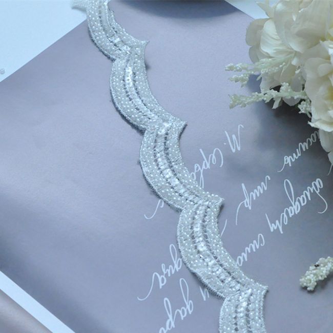 Beaded Embroidered Lace Trimming 3ST1006