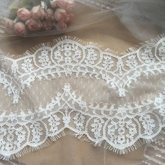 Corded Eyelash Chantilly Lace Trimming TST10