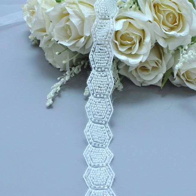 Beaded Embroidered Lace Trimming 3ST1007