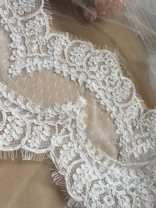 Corded Eyelash Chantilly Lace Trimming TST10