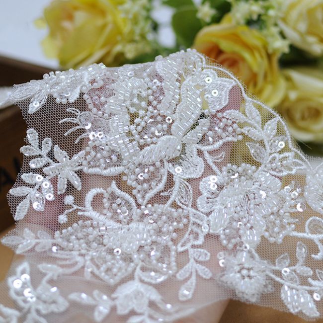 Beaded Embroidered Lace Trimming 3ST1002